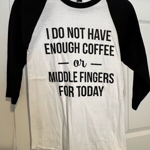 New Never Worn Black and White Graphic Raglan Tee size XS